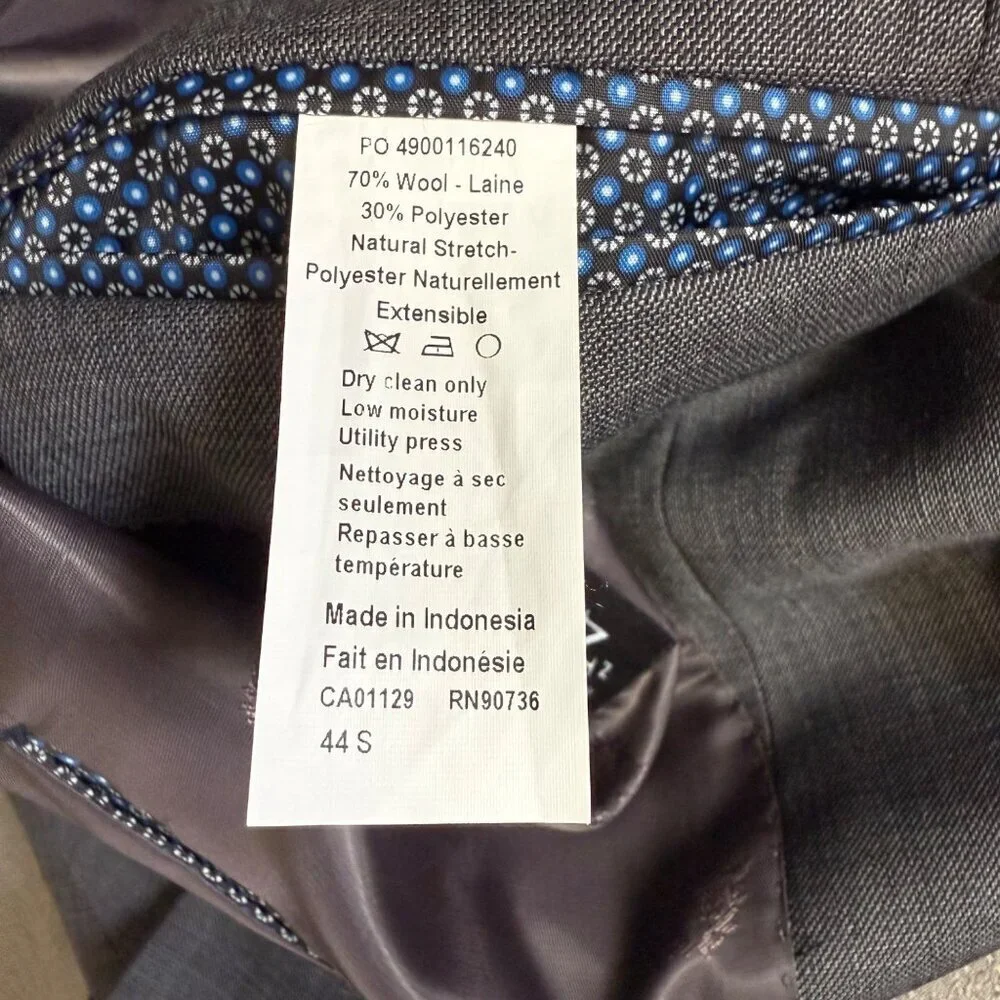 Ralph Lauren Mens Gray Blazer Jacket 44S 2-Button Wool Blend Lined Career
